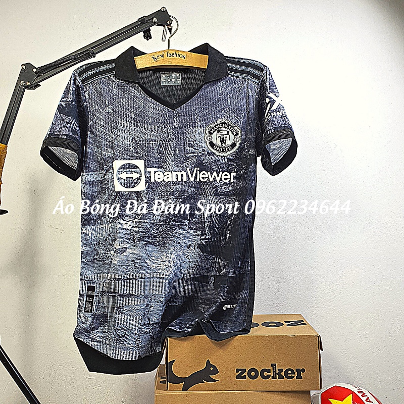 Set đồ bóng đá CLB Manchester United Teamviewer đen 2022,áo bóng đá đẹp thấm hút mồ hôi