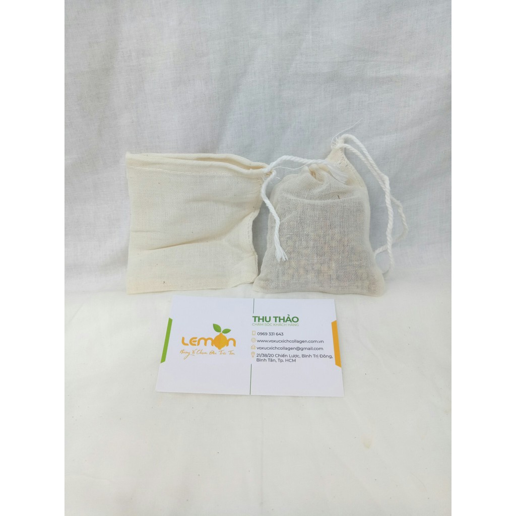 Combo 10-20 Túi lọc trà mini 8x10cm bằng vải cotton có dây rút