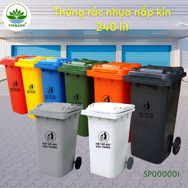 Thùng Rác Nhựa Nắp Kín 240 lít, Thùng rác 240 lít Viphaen