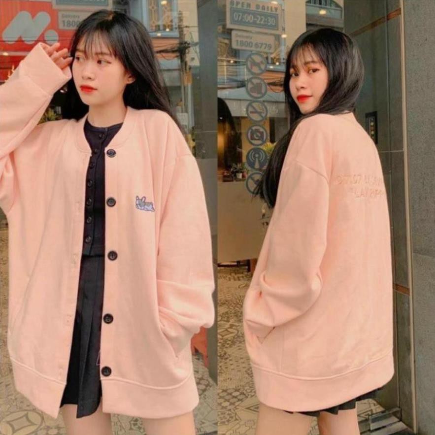 Áo Khoác Nỉ Nữ , Áo Khoác Nỉ Bông Cardigan Logo Thêu Hình Cún Cực Xinh Form Rộng | BigBuy360 - bigbuy360.vn