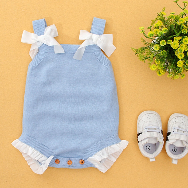 Bộ Áo Liền Quần Dệt Kim Không Tay Đính Nơ Ngọt Ngào Thời Trang Mùa Hè Cho Bé Gái