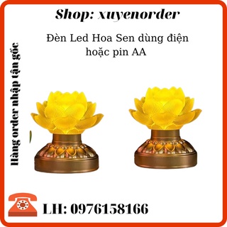 Cây Đèn Led Hoa Sen Trang Trí Bàn Thờ + Ảnh Thật tặng kèm dây và cóc điện ((Sẵn Hàng)