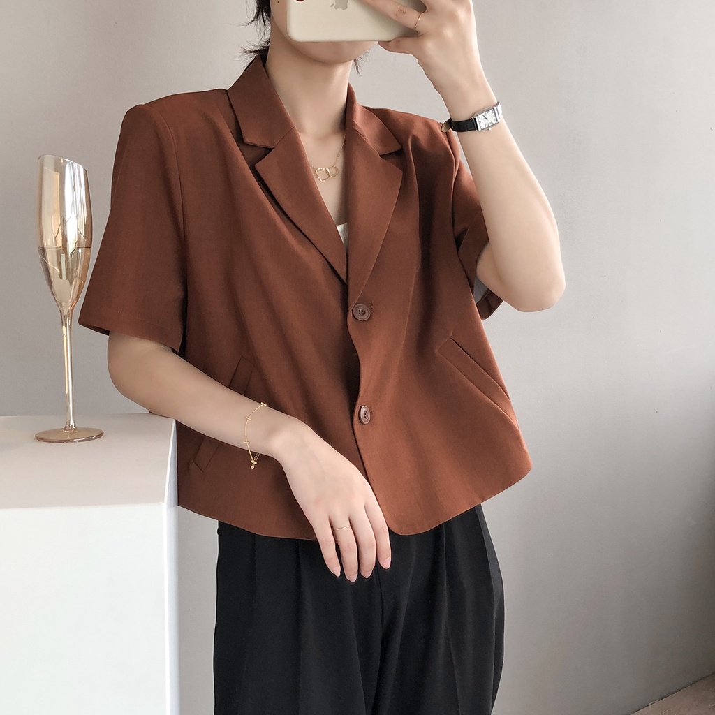 S-4XL Blazer Nữ Tay Ngắn Aimeehouse Mỏng Áo Khoác Vest Có Size Lớn Thời Trang Mùa Hè Cá Tính Bigsize