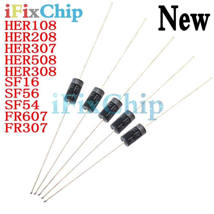 20PCS Rectifier Diode HER108 HER208 HER307 HER308 HER508 SF16 SF56 SF54 FR307 FR607 DO-27