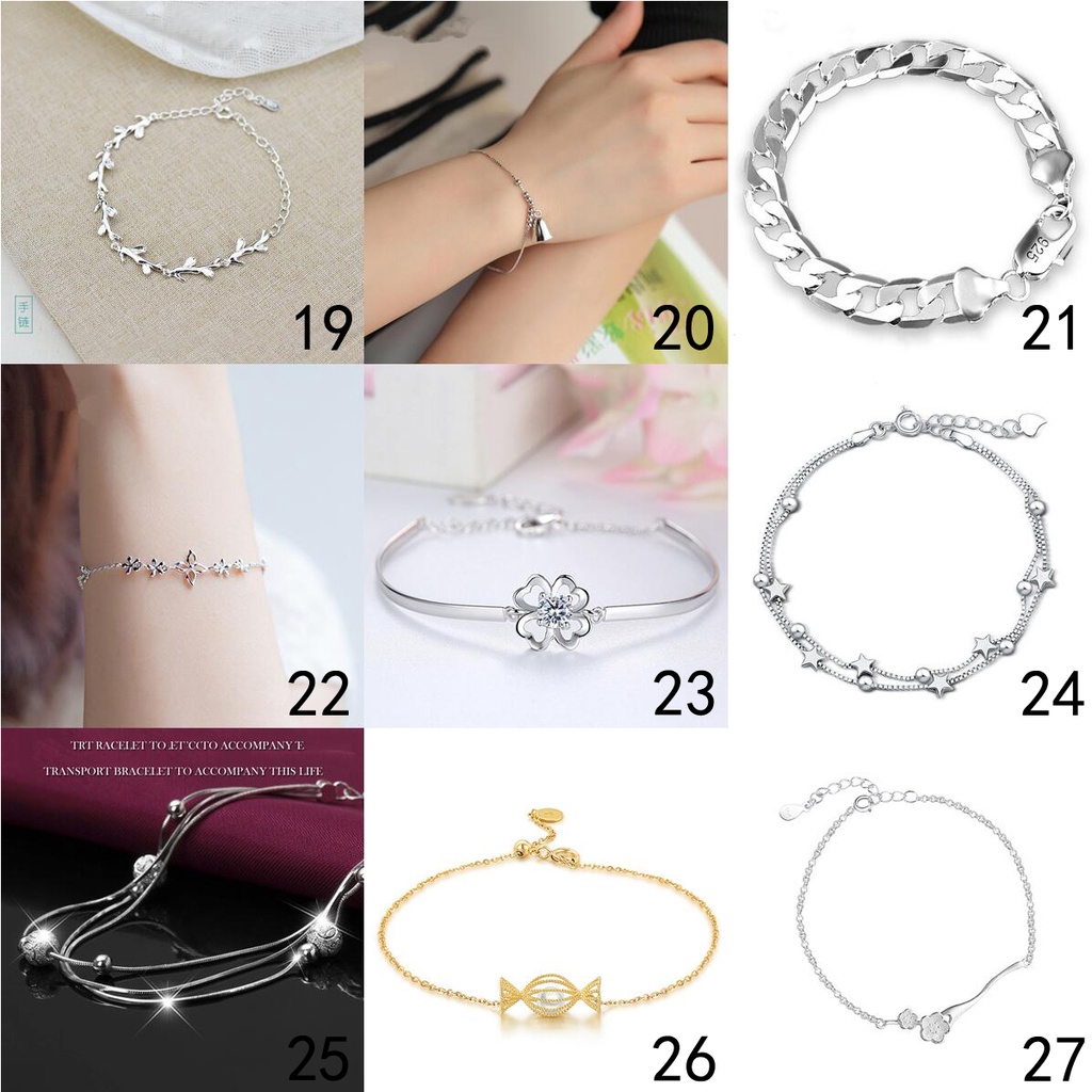 Vòng tay mạ bạc 925 50 mẫu tùy chọn thời trang Hàn Quốc S003