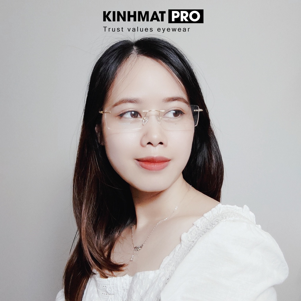 Gọng kính cận nam nữ không viền cao cấp Nikon 16011 hợp kim titan - Kính mắt Pro