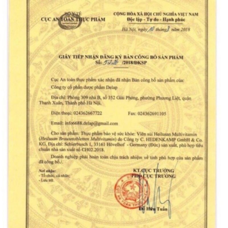 Sủi Vitamin c tăng cường sức đề khánh Heilusan tuyp 20viên