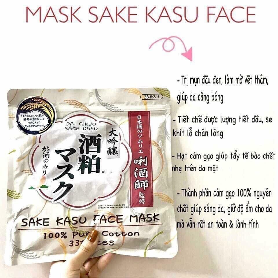 Mặt Nạ Bã Rượu Sake Kasu Face Mask 33 miếng Nhật bản