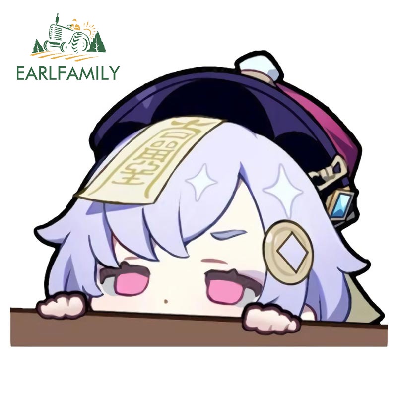 Earlfamily 13cm QiQi Ngộ nghĩnh Peeker Xe Dán Genshin Tác Động Anime Xe Đề Can Vinyl Xe Bọc Decal Trang Trí Chống Thấm Nước