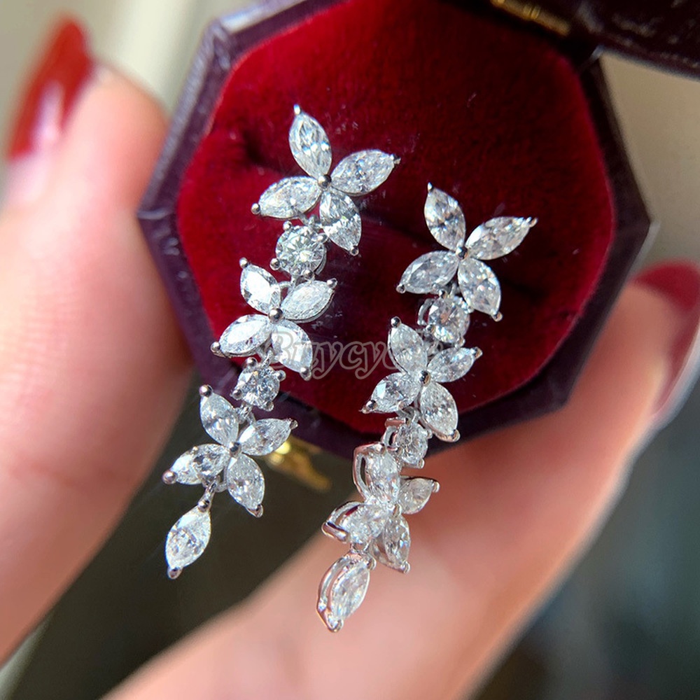 Bông Tai Dài Hình Hoa/Bướm Đá Zircon Ngọt Ngào Cho Nữ
