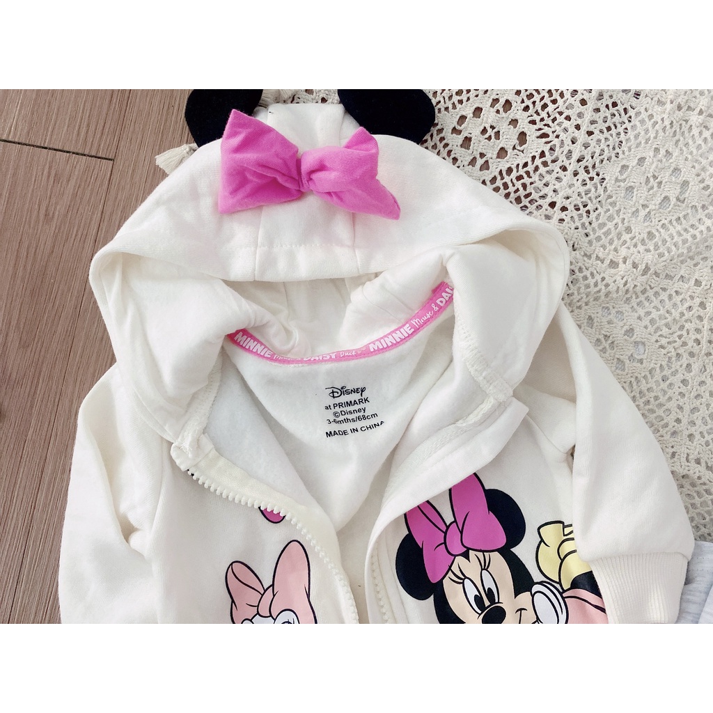 Set Minnie bé gái hãng Disney Primark dư xịn màu trắng hồng 3 chi tiết siêu xinh