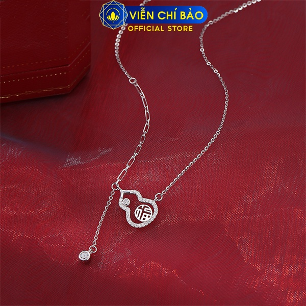 Dây chuyền hồ lô đính đá chữ phúc chất liệu bạc Thái thời trang phụ kiện trang sức Viễn Chí Bảo D000028