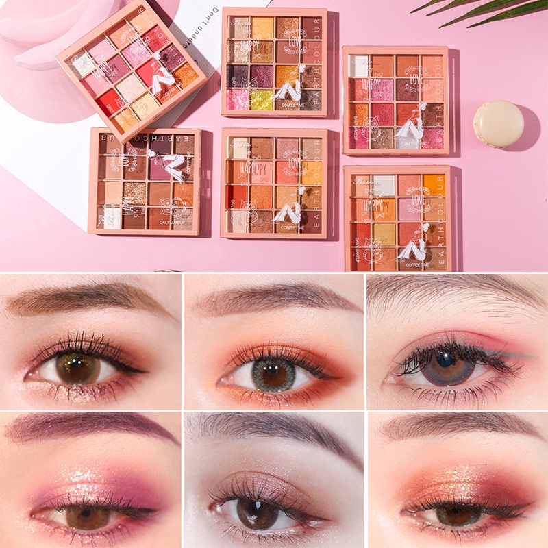 [Hàng mới về] Bảng phấn mắt 16 màu lì/ánh nhũ thời trang | BigBuy360 - bigbuy360.vn