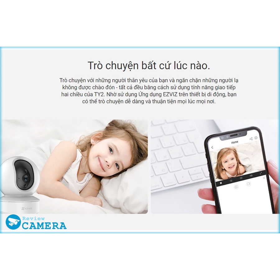 Camera Không Dây WiFi EZVIZ TY1 2MP 1080p / 4MP 2K siêu nét quay quét 360 độ - Ghi hình ban đêm