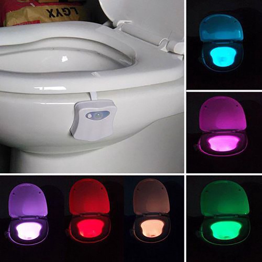 Đèn LED cảm biến 16 màu gắn bồn cầu dành cho đi vệ sinh vào ban đêm