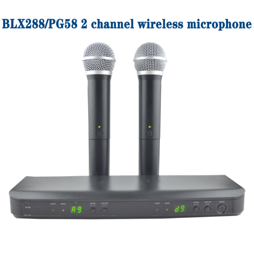 Shure Bộ Micro Không Dây blx288 Khoảng Cách 2 Kênh pg58 Cầm Tay 80m
