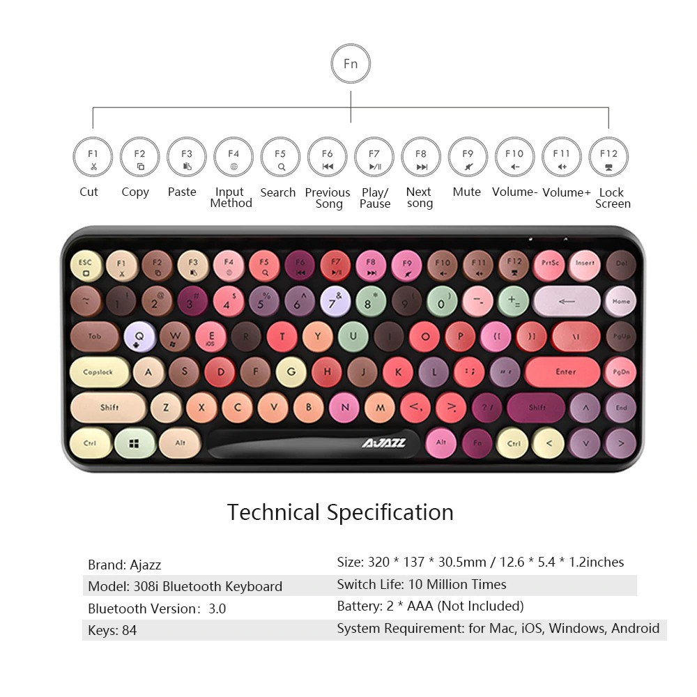 AJAZZ 308i Bàn phím không dây  Bluetooth siêu Đẹp dùng được cho Windows, MAC OS, IOS, Android | BigBuy360 - bigbuy360.vn