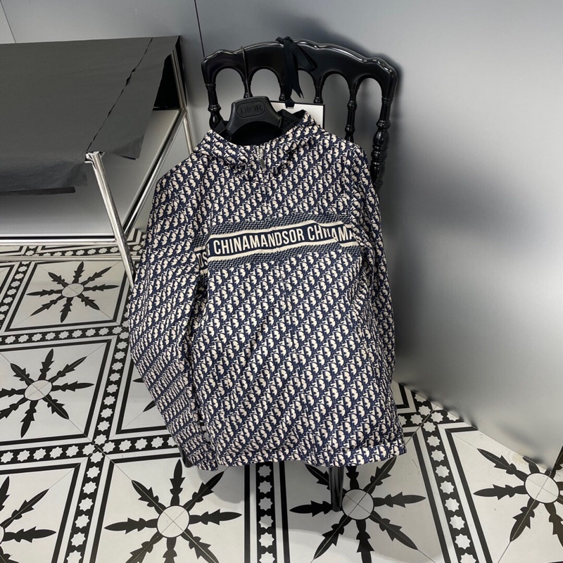 Áo khoác hai mặt hoạ tiết logo thương hiệu Dior CD cao cấp