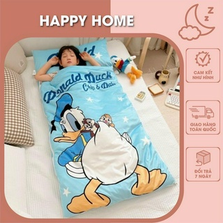 Set túi ngủ cho bé chất cotton pha nỉ bông hàng cao cấp, Túi ngủ trẻ em kèm gối thiết kế hở tay co dãn đàn hồi