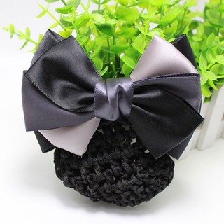 Kẹp Lưới Búi Tóc Đính Nơ Vải Satin