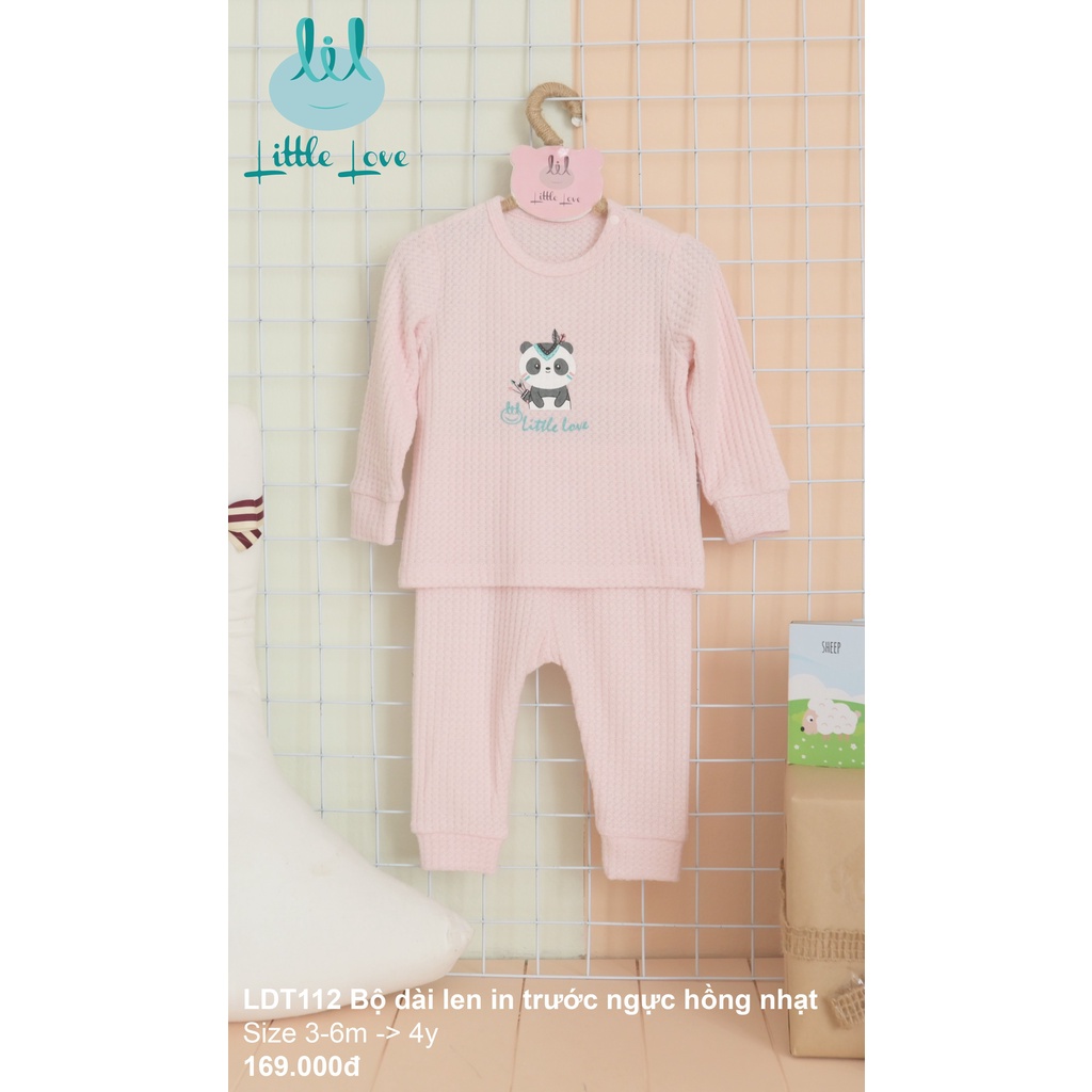 Bộ quần áo dài tay len in trước ngực cho trẻ từ 6m đến 4y little love