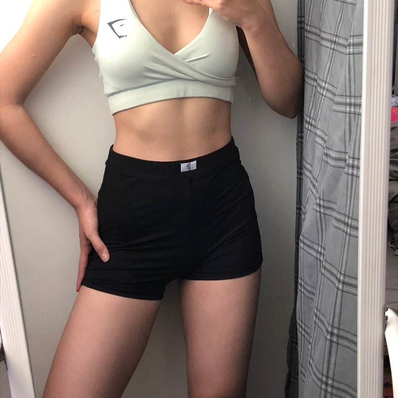 Quần đùi tập gym, short trơn thể thao nữ cao cấp, cạp lưng cao, ôm eo nâng hack mông siêu sịn
