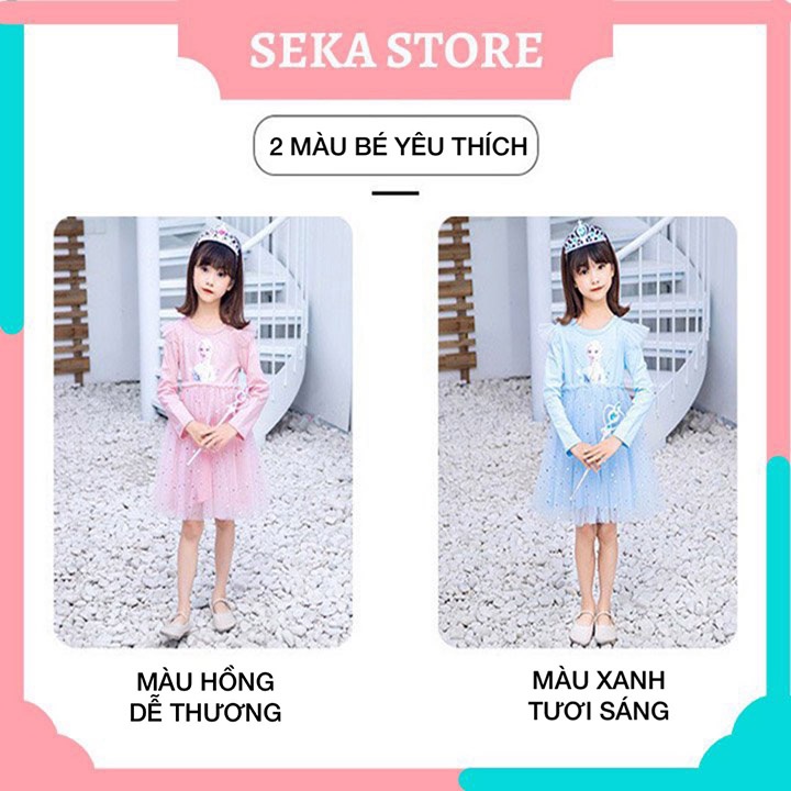 Váy thu đông cho bé gái TẶNG KÈM VƯƠNG MIỆN, đầm công chúa Elsa dài tay hàng Quảng Châu đẹp SEKA STORE 210639