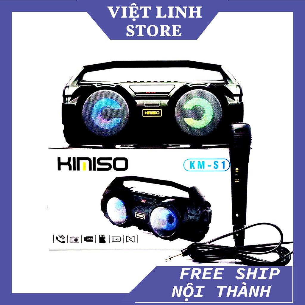 Loa bluetooth cầm tay mini, loa karaoke KM-S1, S3, S6, tặng kèm micro có dây, cam kết bảo hành - Việt Linh Store