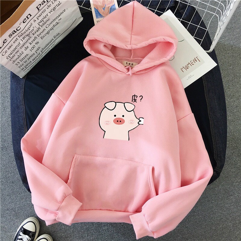 Áo Hoodie nữ 𝗙𝗥𝗘𝗘𝗦𝗛𝗜𝗣 Áo khoác nữ chống nắng Hình Heo Trắng dễ thương, bánh bèo, thoáng mát.