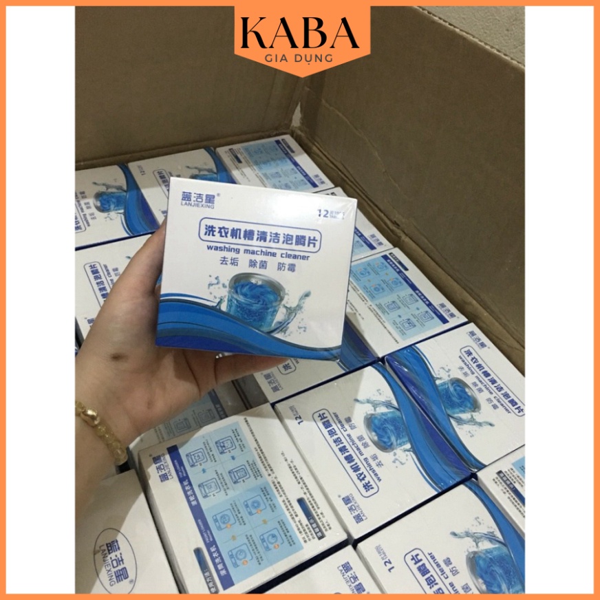 [Hộp 12 Viên] Viên Tẩy Vệ Sinh Lồng Máy Giặt, Diệt khuẩn và Tẩy chất cặn Lồng máy giặt hiệu quả KABA