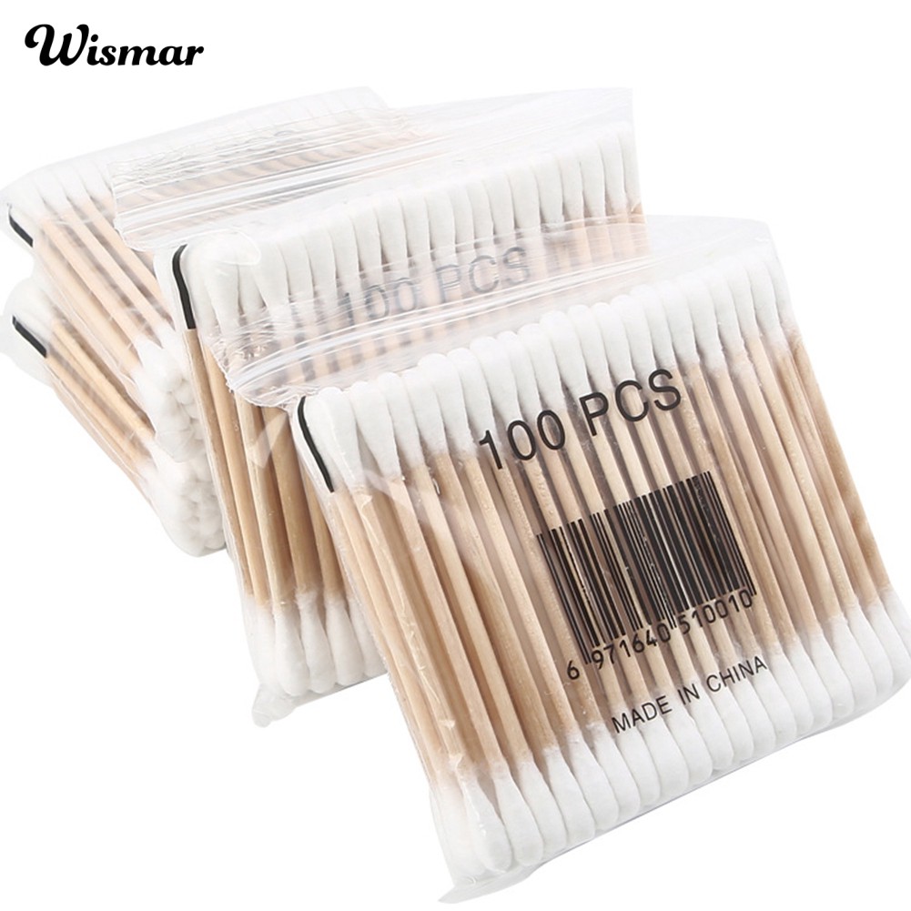 100 Tăm bông hai đầu bằng vải cotton để ráy tay trang điểm tiện lợi | BigBuy360 - bigbuy360.vn