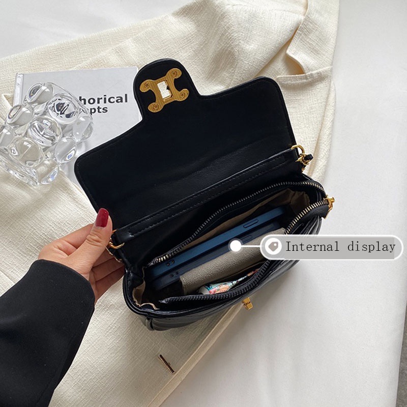 Túi đeo chéo IELGY hình vuông cỡ nhỏ phối dây đeo sợi xích thời trang cho nữ