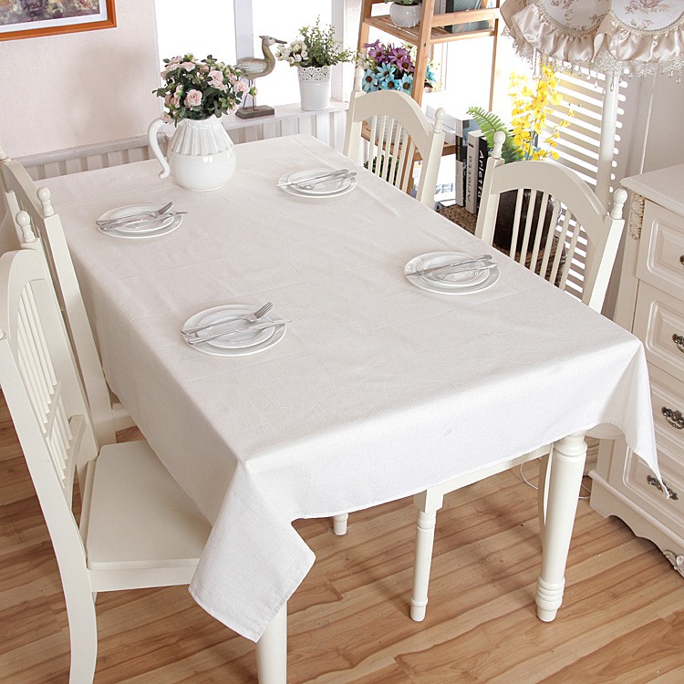 Khăn trải bàn vải bố màu trắng be trơn KB007 Pink Xinh Decor trang trí nhà cửa bàn ăn table cloth home decor