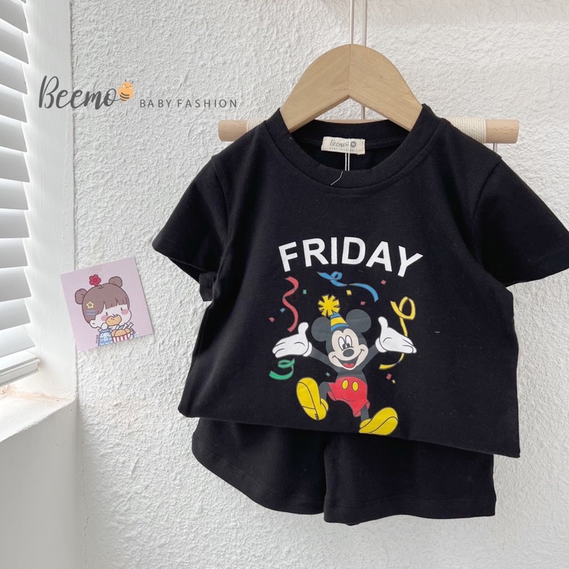 Bộ short cotton micky bé trai bé gái-MS70