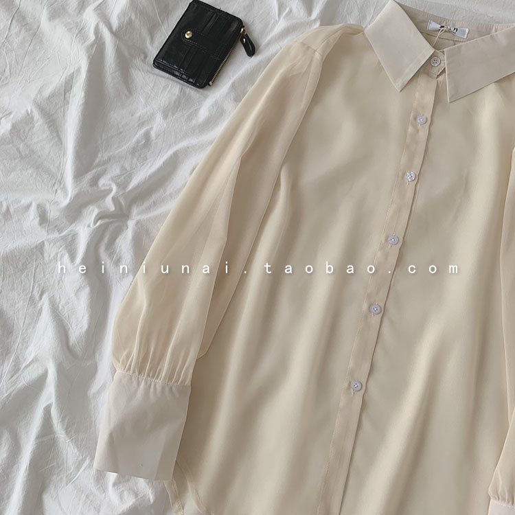 Áo sơ mi nữ Dài tay Form rộng Màu trơn Ulzzang Hàn Quốc Áo sơ mi Tay dài Thời trang nữ