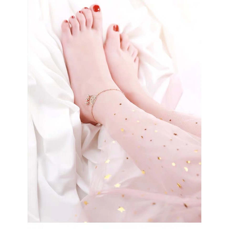 Lắc Chân Thép Titan Mạ Vàng Hồng 18K Nhiều Màu Sắc Không Gây Dị Ứng Chống Nước Chống Dị Ứng Phong Cách Hàn Quốc