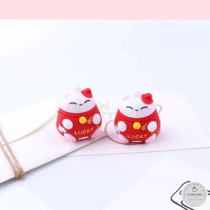 Móc khoá hình 3d mèo thần tài may mắn cute TABILINE nhựa PVC mềm cao cấp MK01