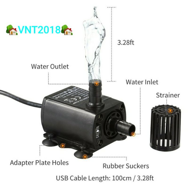 Máy bơm nước mini không gây tiếng ồn 5V-1.2W-2,4W