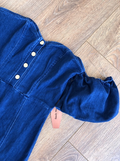 Đầm jean body bẹt vai - D41