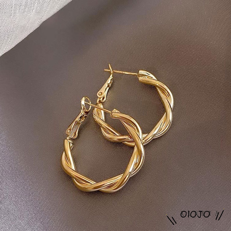 1 Cặp Bông Tai Kim Loại Hình Tròn Xoắn Sáng Tạo Phong Cách Hàn Quốc Cổ Điển Thời Trang