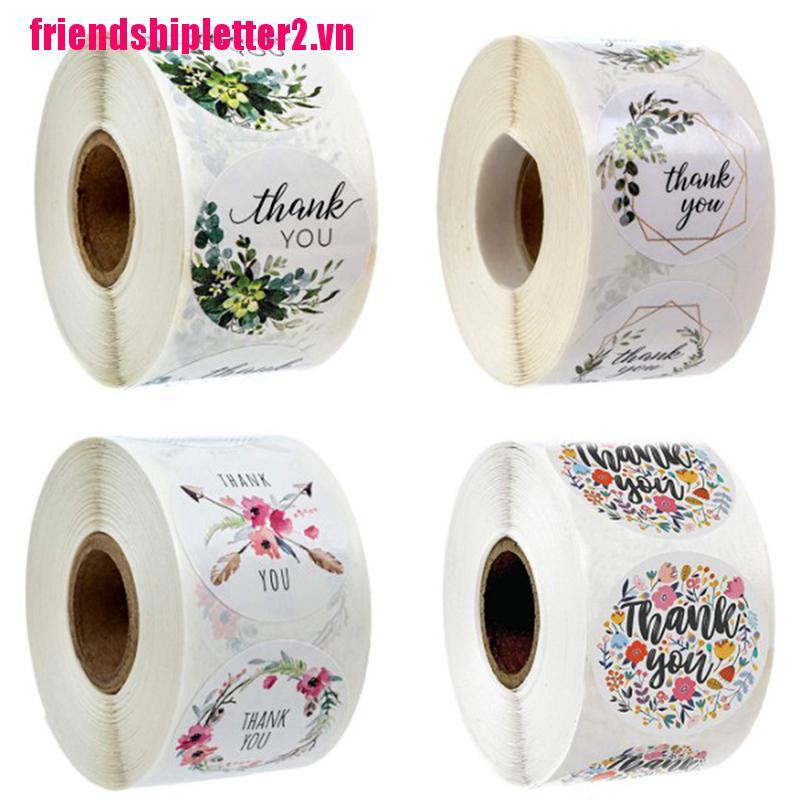 Set 500 nhãn dán in chữ Thank You xinh xắn trang trí gói quà tiện dụng