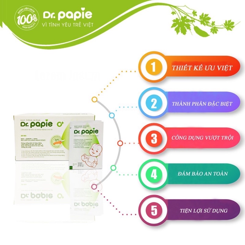 Gạc rơ lưỡi cho bé Dr.Papie