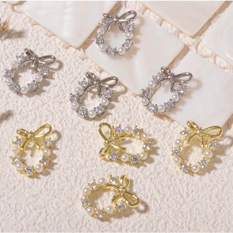 1 charm vòng hoa đính ngọc trai sang trọng trang trí móng tay, phụ kiện nail salon