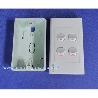 COMBO Bộ 4 Công tắc + Mặt nạ + Đế âm tường- SINO VANLOCK..
