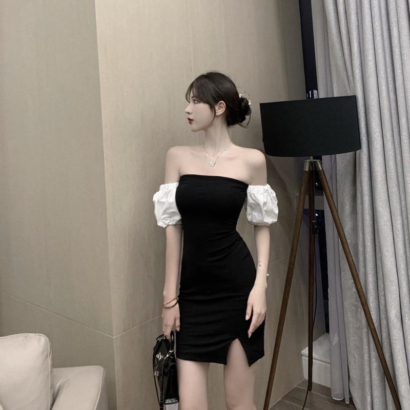 Váy trễ vai xẻ đùi sexy quyến rũ đi chơi dự tiệc phong cách mới hot hit