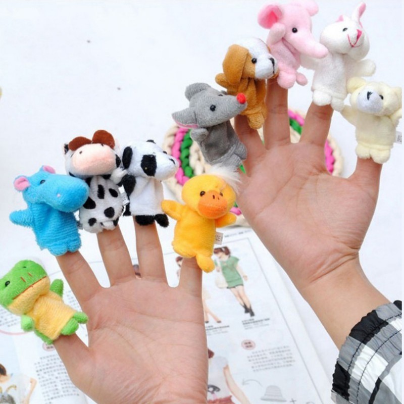 Set 10 Con Rối Đeo Ngón Tay Hình Thú Nhồi Bông Xinh Xắn Dành Cho Các Bé