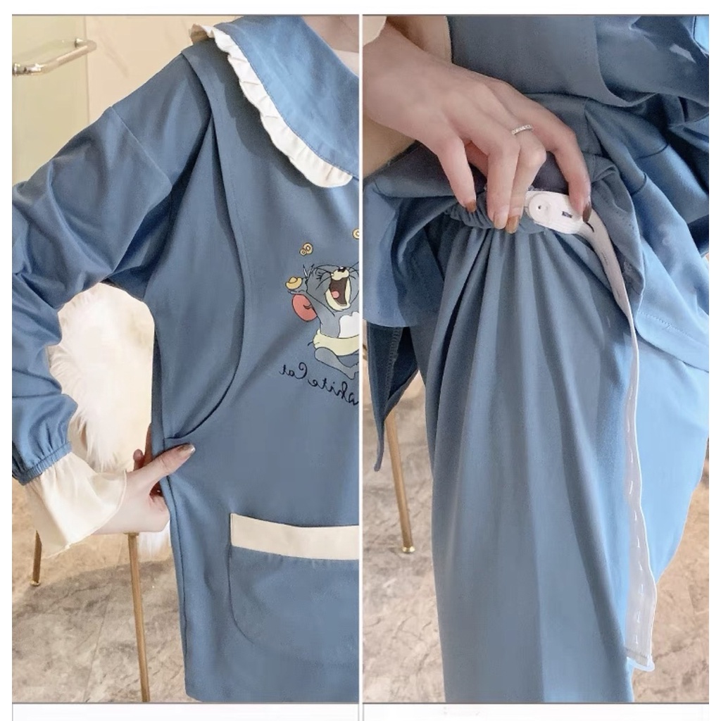 Bộ bầu - bộ sau sinh - cho con bú - 2 chức năng - chất liệu cotton