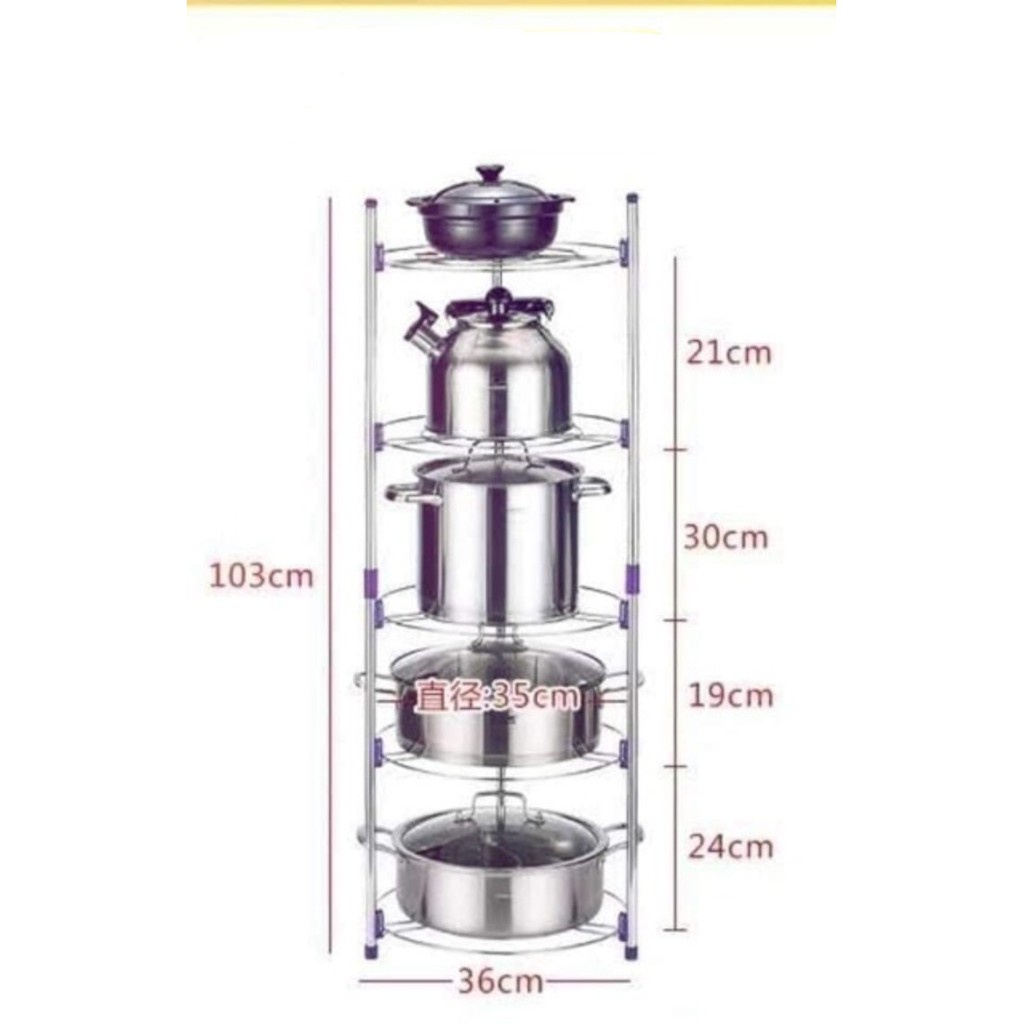 KỆ ĐỂ XOONG NỒI CHẢO 5 TẦNG INOX DÀY DẶN ( tuyển khách sỉ)