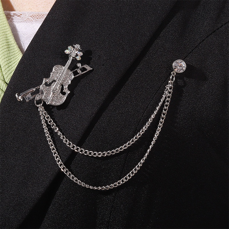 Ghim Cài Áo Hình Đàn Violin Phối Tua Rua Độc Đáo Thời Trang