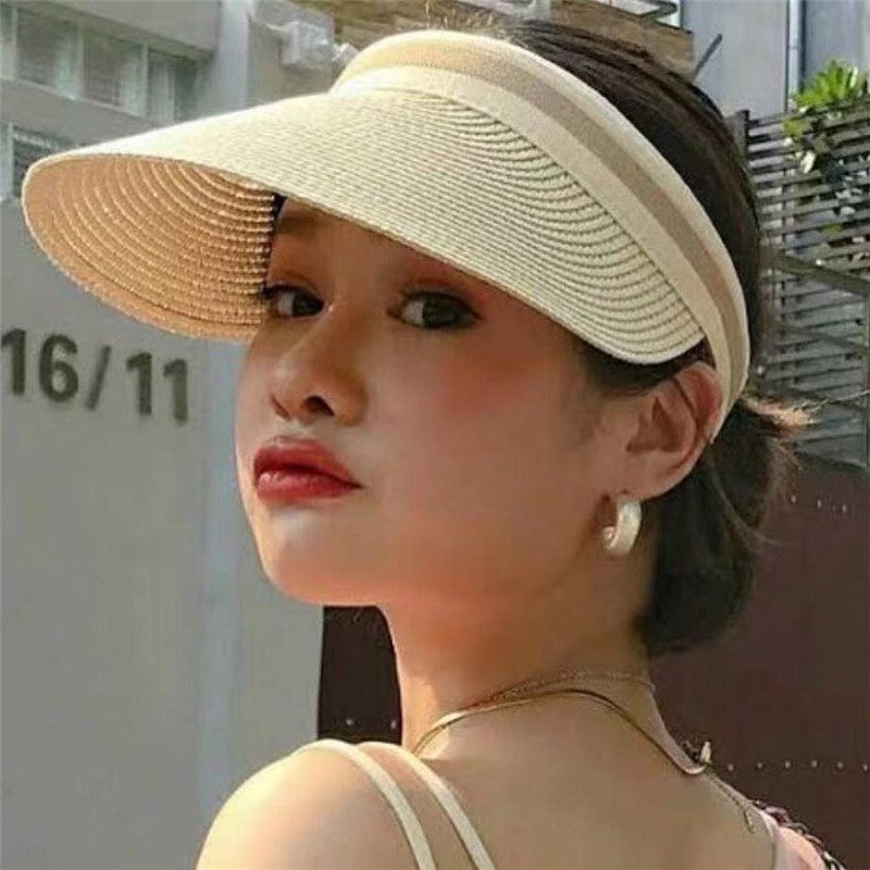 Mũ cói lưỡi trai gài đầu - mũ thể thao hở đầu - viền sọc ngang